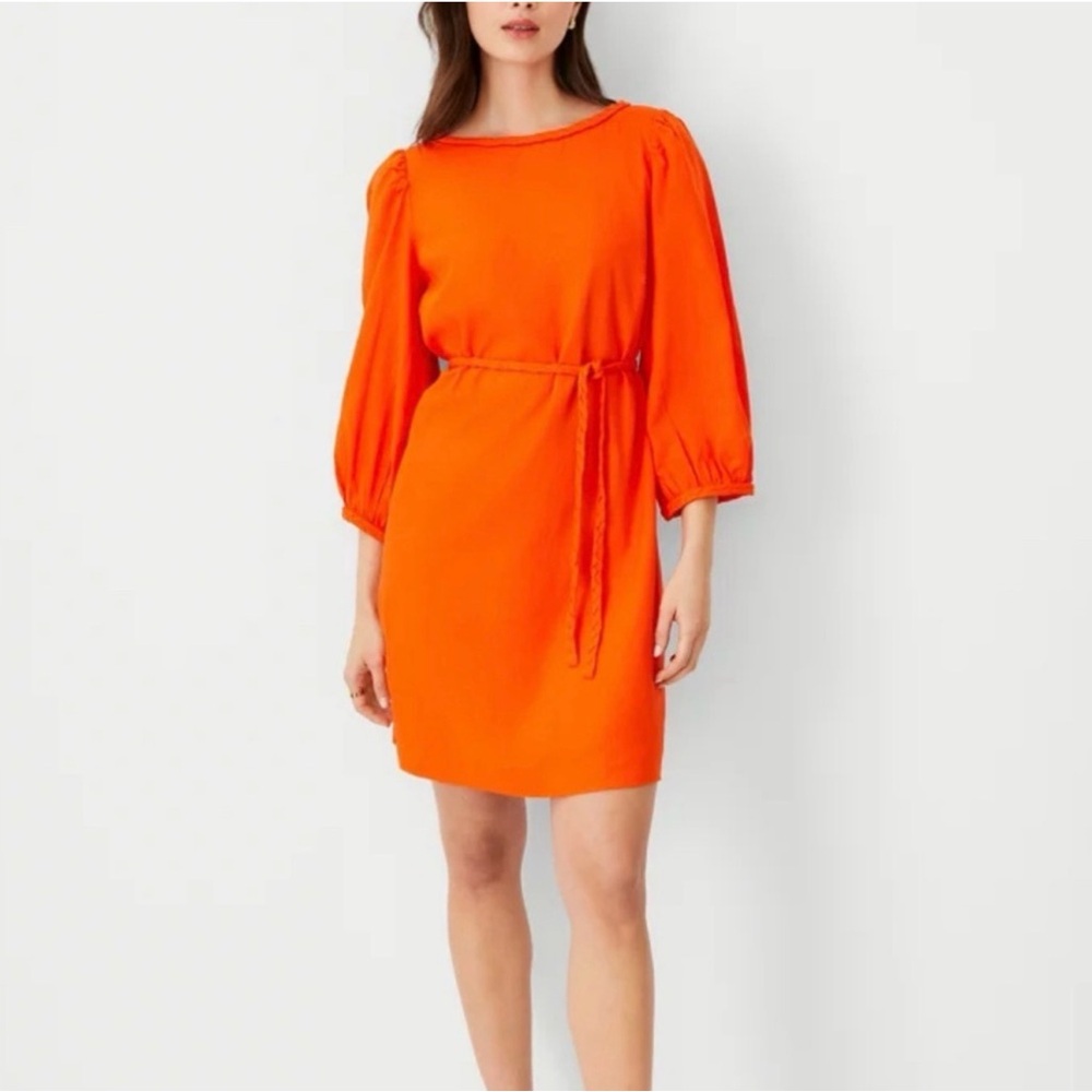 Ann Taylor Vibrant Orange Long Sleeve Dress